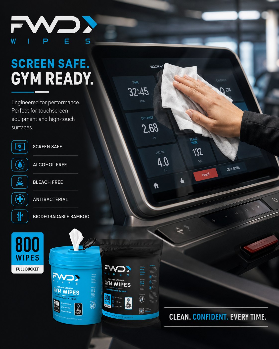 FWD Wipes — screen safe, gym ready